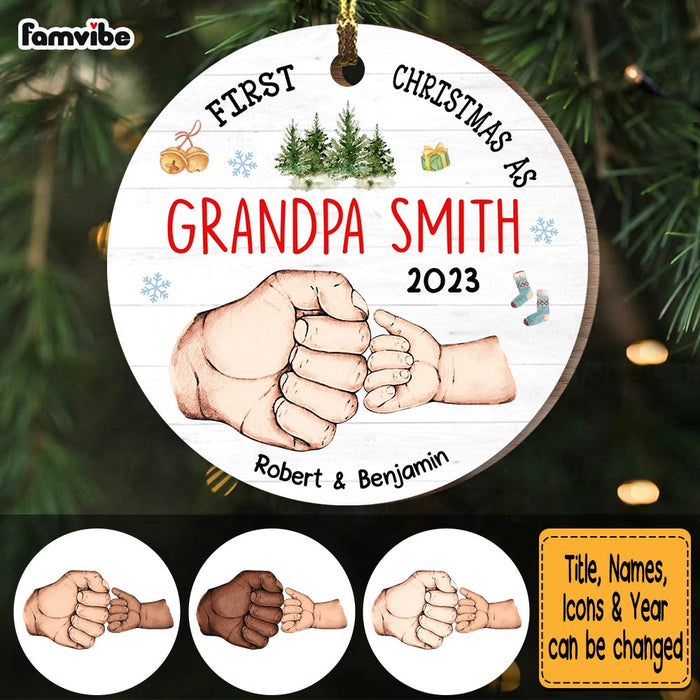 Personalized Gift For Grandpa First Christmas Circle Ornament 28863 1