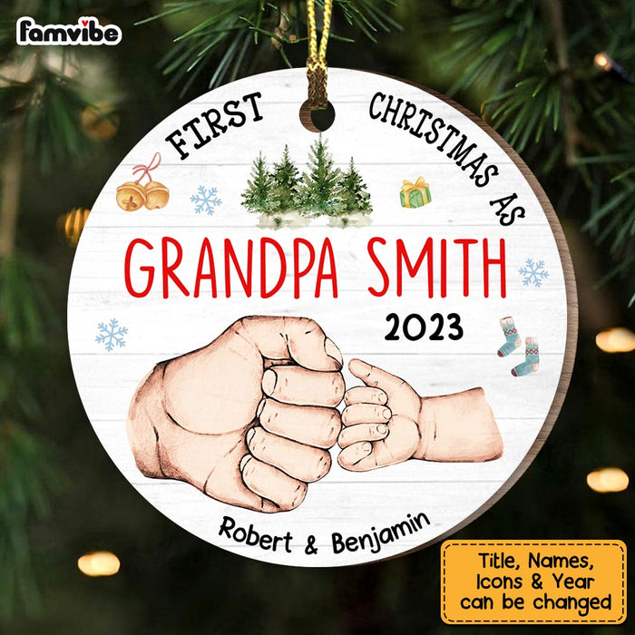 Personalized Gift For Grandpa First Christmas Circle Ornament 28863 1