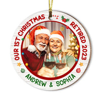 Personalized Grandpa Grandparents First Christmas Retired Circle Ornament 28864 thumb 1
