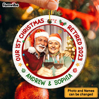Personalized Grandpa Grandparents First Christmas Retired Circle Ornament 28864 thumb 1