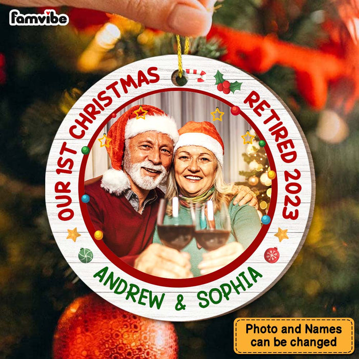 Personalized Grandpa Grandparents First Christmas Retired Circle Ornament 28864 1
