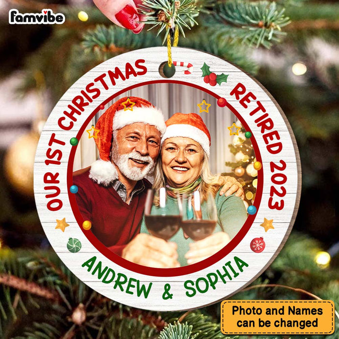 Personalized Grandpa Grandparents First Christmas Retired Circle Ornament 28864 1