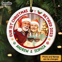 Personalized Grandpa Grandparents First Christmas Retired Circle Ornament 28864 thumb 1
