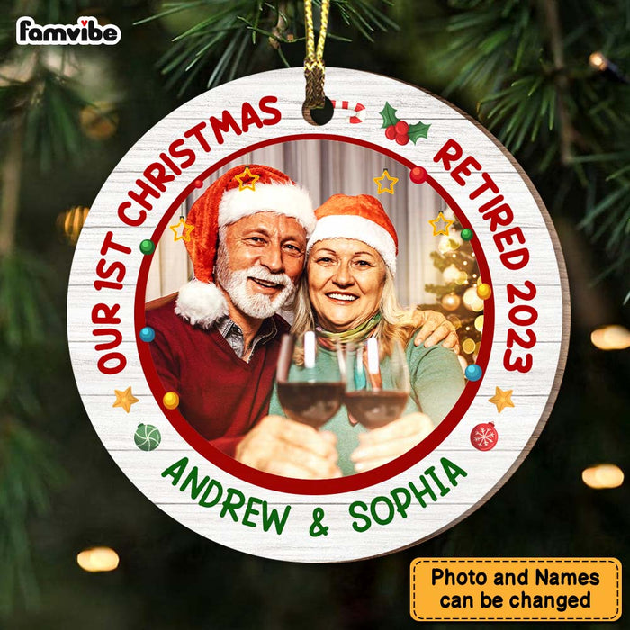 Personalized Grandpa Grandparents First Christmas Retired Circle Ornament 28864 1