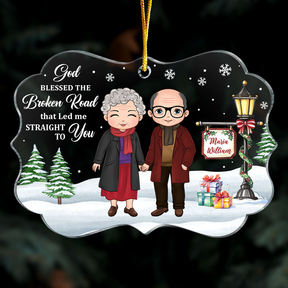 Personalized Gift For Senior Couple God Blessed Broken Road Benelux Ornament 28866 Primary Mockup