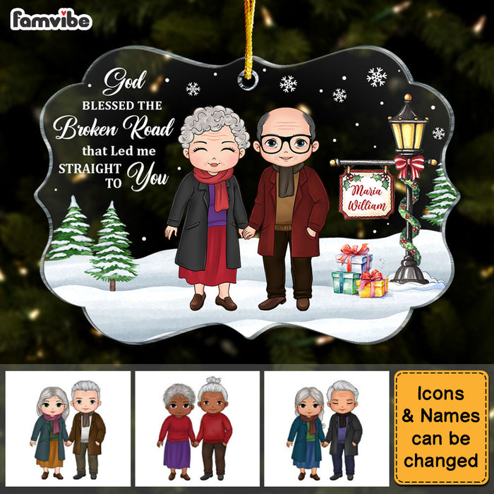 Personalized Gift For Senior Couple God Blessed Broken Road Benelux Ornament 28866 1