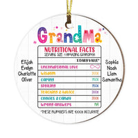 Personalized Gift For Nana Grandma Nutritional Facts Circle Ornament 28867 thumb 1