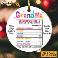 Personalized Gift For Nana Grandma Nutritional Facts Circle Ornament 28867 thumb 1
