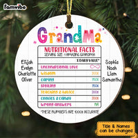 Personalized Gift For Nana Grandma Nutritional Facts Circle Ornament 28867 thumb 1