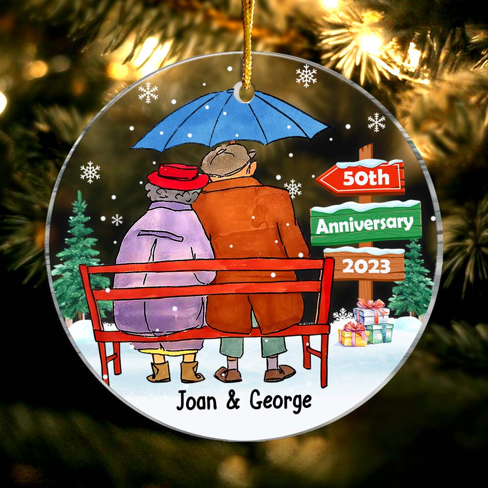 Personalized 50th Wedding Anniversary Gift For Couple Circle Ornament 28870 Primary Mockup