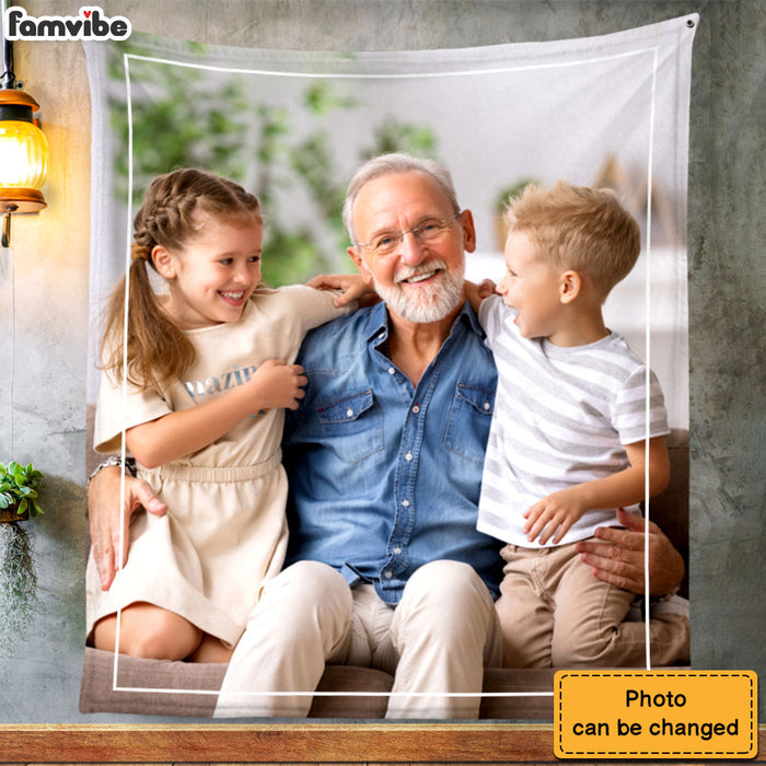 Personalized Gift For Grandpa Upload Photo Gallery Blanket 28872 1
