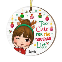 Personalized  Too Cute For The Naughty List Granddaughter Circle Ornament 28874 thumb 1