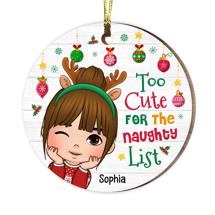 Personalized  Too Cute For The Naughty List Granddaughter Circle Ornament 28874 1