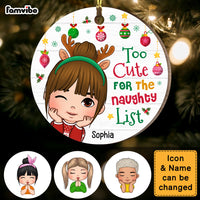 Personalized  Too Cute For The Naughty List Granddaughter Circle Ornament 28874 thumb 1