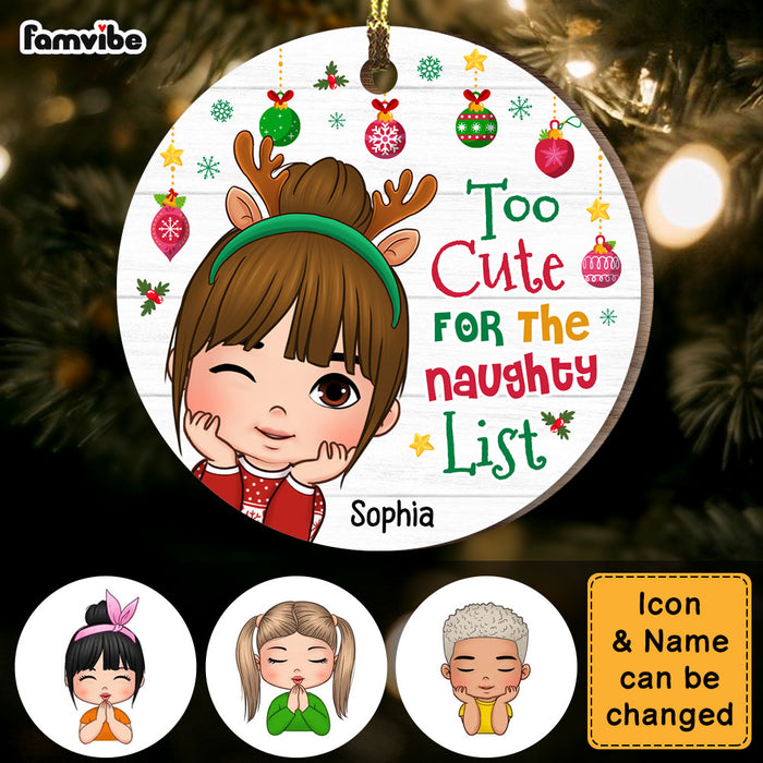 Personalized  Too Cute For The Naughty List Granddaughter Circle Ornament 28874 1
