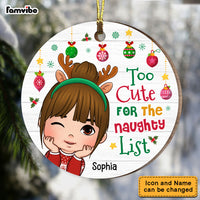 Personalized  Too Cute For The Naughty List Granddaughter Circle Ornament 28874 thumb 1