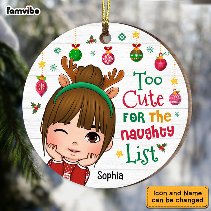 Personalized  Too Cute For The Naughty List Granddaughter Circle Ornament 28874 1