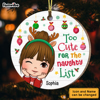 Personalized  Too Cute For The Naughty List Granddaughter Circle Ornament 28874 thumb 1