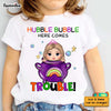 Personalized Halloween Gift For Granddaughter Here Comes Trouble Kid T Shirt 28885 1