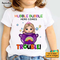 Personalized Halloween Gift For Granddaughter Here Comes Trouble Kid T Shirt 28885 thumb 1