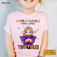 Personalized Halloween Gift For Granddaughter Here Comes Trouble Kid T Shirt 28885 thumb 1