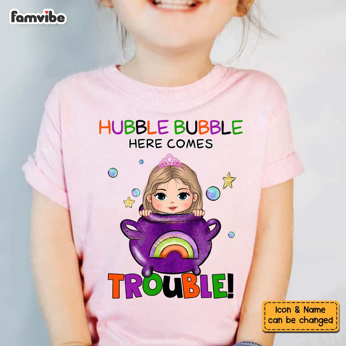 Personalized Halloween Gift For Granddaughter Here Comes Trouble Kid T Shirt 28885 1