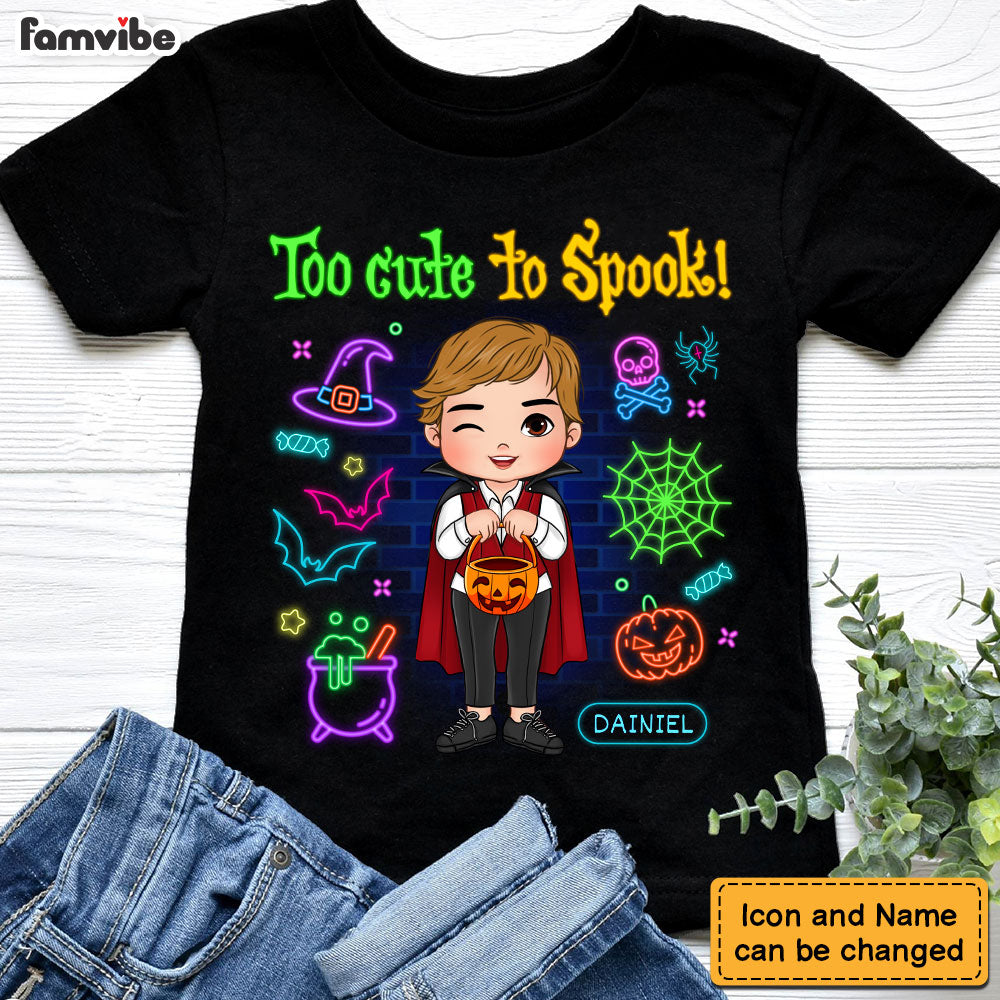 Personalized Gift For Grandson Too Cute To Spook Halloween Kid T Shirt 28889 Mockup Black