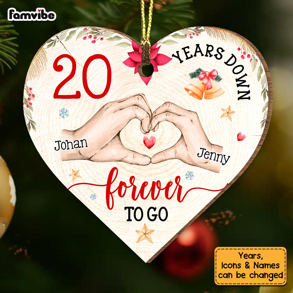 Personalized Forever To Go Couple 20th Anniversary Heart Ornament 28890 Primary Mockup