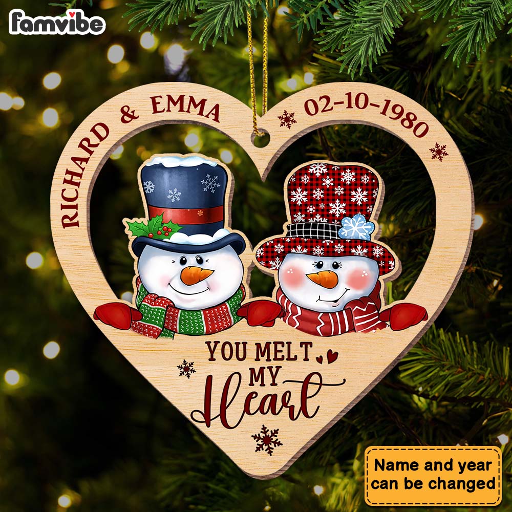 Personalized Christmas Gift For Couple You Melt My Heart Ornament 28897 Primary Mockup