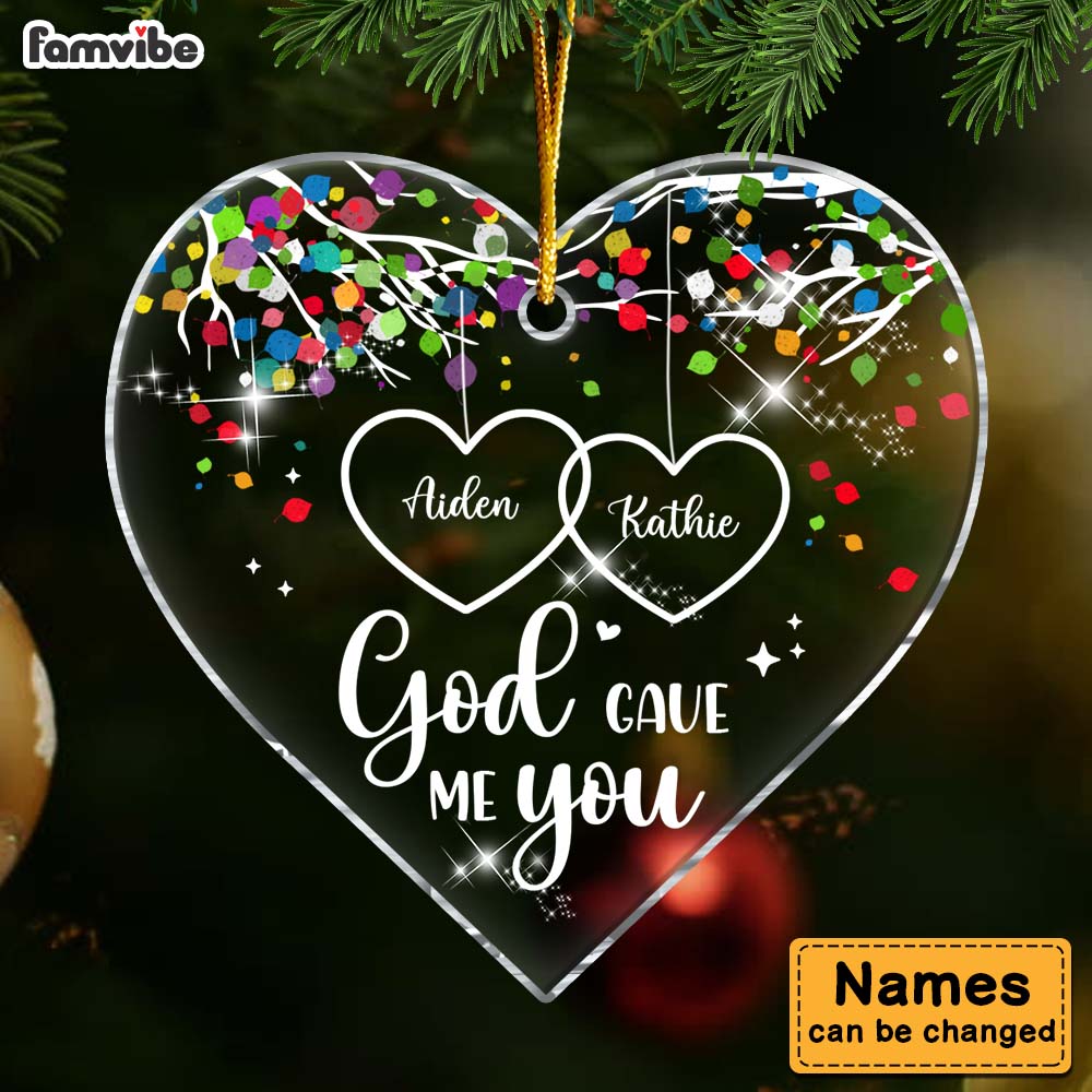 Personalized Christmas Gift For Couple God Gave Me You Heart Ornament 28900 Primary Mockup