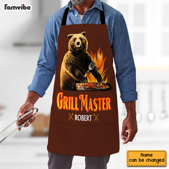 Personalized Gift For Dad Grandpa Grill Bear Apron With Pocket 28910 1