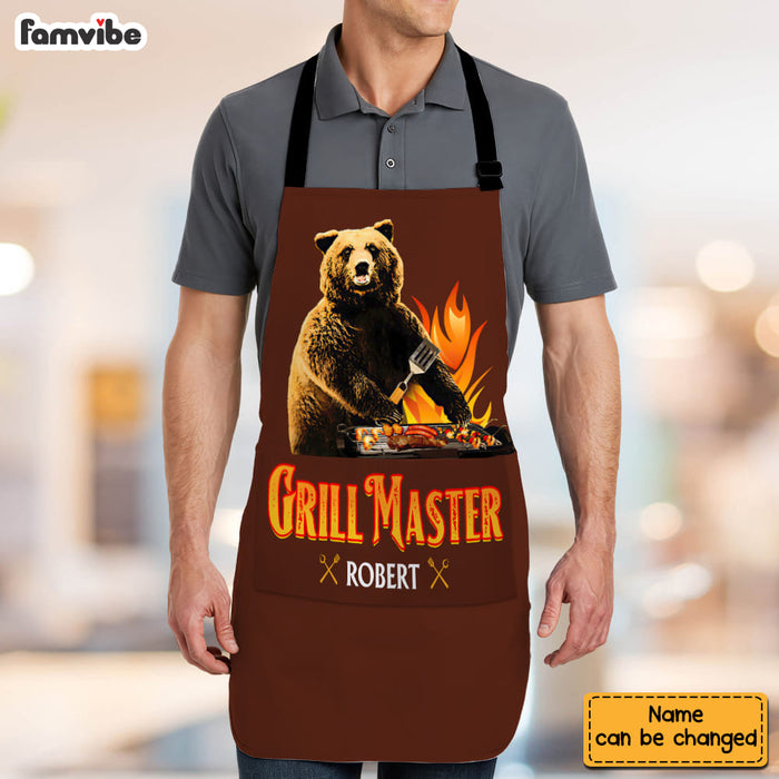 Personalized Gift For Dad Grandpa Grill Bear Apron With Pocket 28910 1
