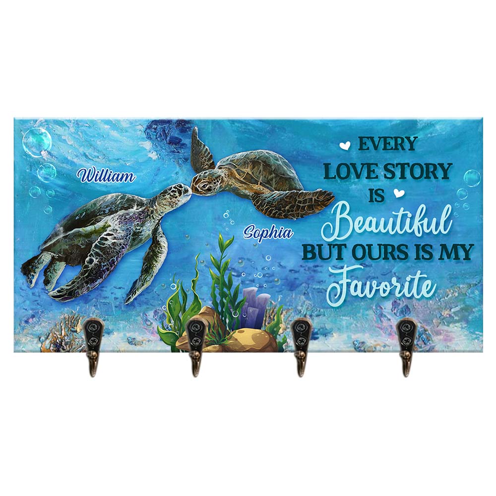Personalized Gift For Couple Turtle Every Love Story Is Beautiful Key Holder 28914 Primary Mockup