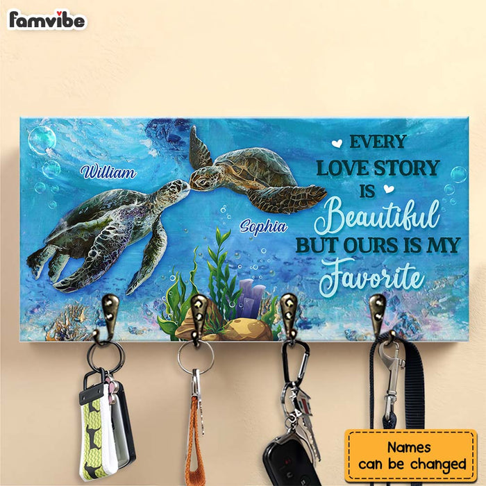 Personalized Gift For Couple Turtle Every Love Story Is Beautiful Key Holder 28914 1