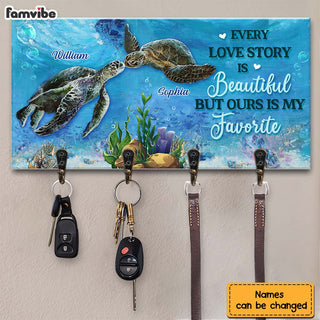 Personalized Gift For Couple Turtle Every Love Story Is Beautiful Key Holder 28914 Primary Mockup