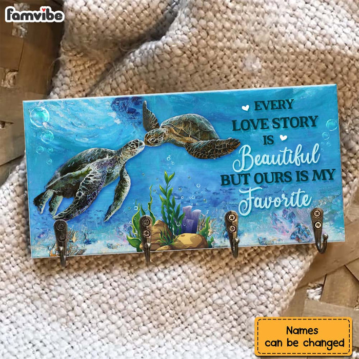Personalized Gift For Couple Turtle Every Love Story Is Beautiful Key Holder 28914 1