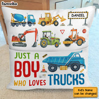 Personalized Gift For Grandson Just A Boy Who Loves Trucks Pocket Pillow With Stuffing 28915 thumb 1