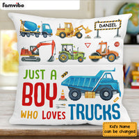 Personalized Gift For Grandson Just A Boy Who Loves Trucks Pocket Pillow With Stuffing 28915 thumb 1