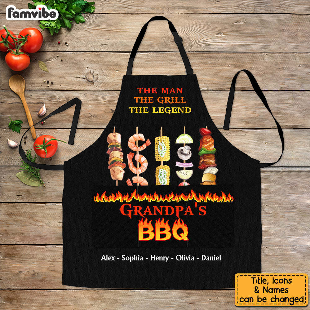 Personalized Gift For Grandpa The Man The Grill The Legend Apron With Pocket 28916 Primary Mockup