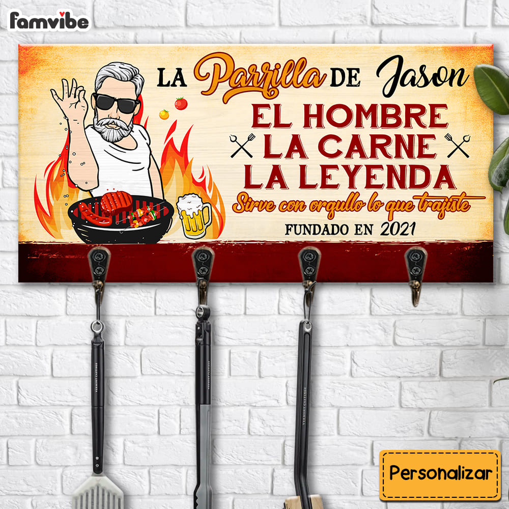Personalized Gift For Grandpa Spanish Grilling Key Holder 28920 Primary Mockup