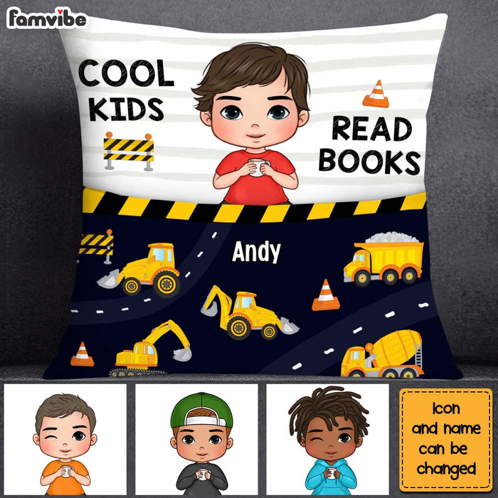 Personalized Gift For Grandson Construction Trucks Reading Books Pocket Pillow With Stuffing 28922 1