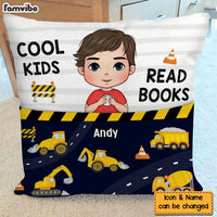Personalized Gift For Grandson Construction Trucks Reading Books Pocket Pillow With Stuffing 28922 thumb 1