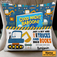 Personalized Just A Boy Who Loves His Trucks And Digs Books Grandson Pocket Pillow With Stuffing 28924 thumb 1