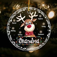 Personalized Gift For Nana Grandma Cute Reindeer Circle Ornament 28928 thumb 1