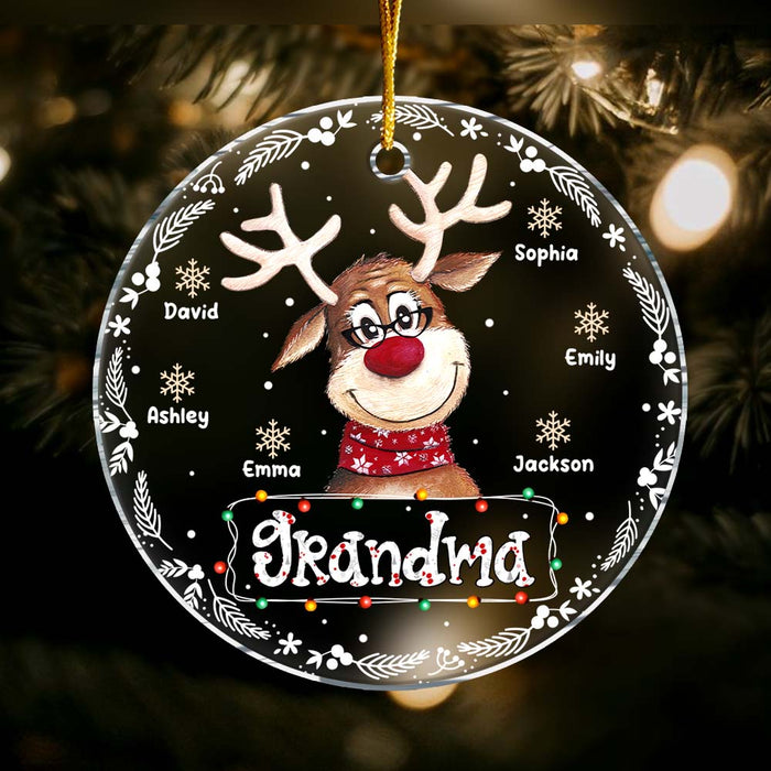 Personalized Gift For Nana Grandma Cute Reindeer Circle Ornament 28928 1