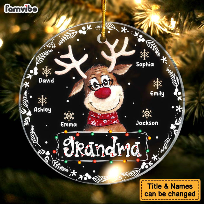 Personalized Gift For Nana Grandma Cute Reindeer Circle Ornament 28928 1