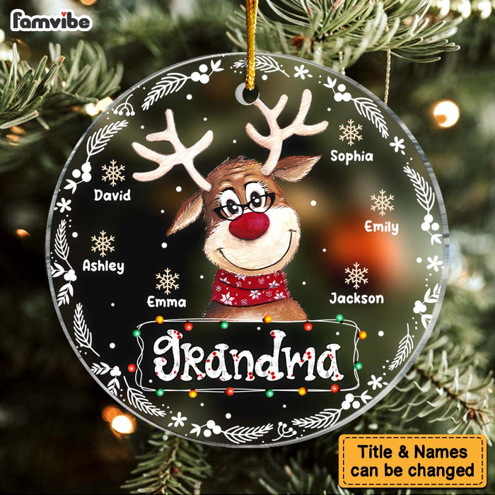 Personalized Gift For Nana Grandma Cute Reindeer Circle Ornament 28928 1