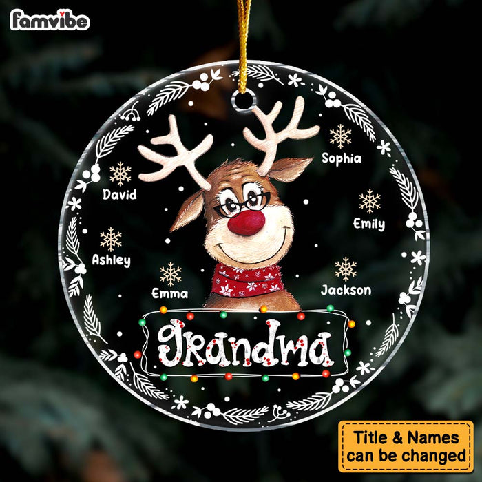 Personalized Gift For Nana Grandma Cute Reindeer Circle Ornament 28928 1