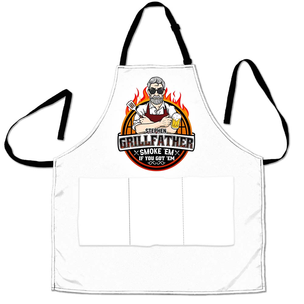 Personalized Gift For Grandpa Grillfather Smoke Apron With Pocket 28929 Primary Mockup
