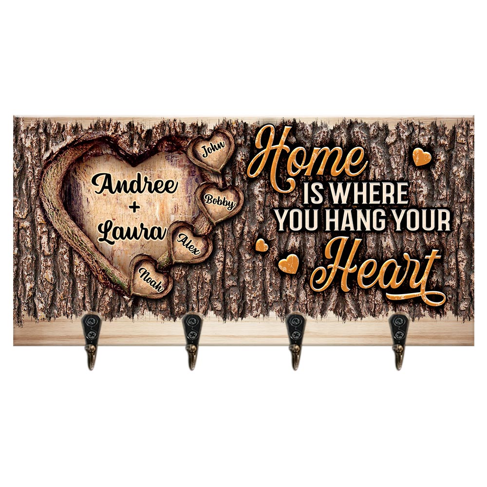 Home Is Where You Hang Your Heart - Personalized Key Hanger, Key